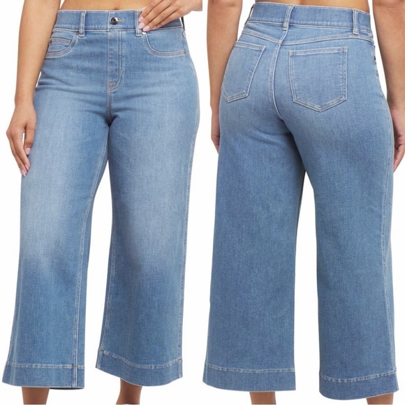 SPANX Denim - NWT SPANX ‘Cropped Wide Leg Jeans’ in “Stonewashed Blue” Size Small
